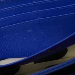 Pre Owned Kate Spade Blue Laser Cut Leather Satchel