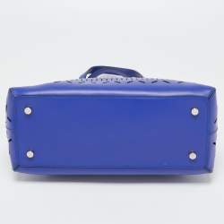 Pre Owned Kate Spade Blue Laser Cut Leather Satchel