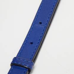 Pre Owned Kate Spade Blue Leather Grey Street Drawstring Bucket Bag