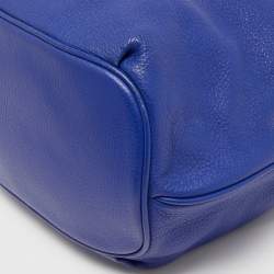 Pre Owned Kate Spade Blue Leather Grey Street Drawstring Bucket Bag