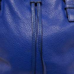 Pre Owned Kate Spade Blue Leather Grey Street Drawstring Bucket Bag