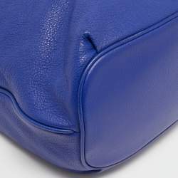 Pre Owned Kate Spade Blue Leather Grey Street Drawstring Bucket Bag