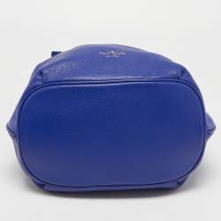 Pre Owned Kate Spade Blue Leather Grey Street Drawstring Bucket Bag