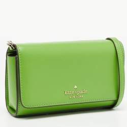Pre Owned Kate Spade Green Leather Cami Crossbody Bag
