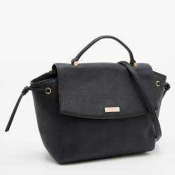 Kate Spade Black Leather Flap Top Handle Bag