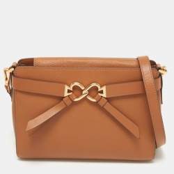 Kate Spade New York brown Glazed Leather medium fold over crossbody bag