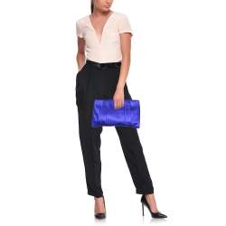 Pre Owned Kate Spade Blue Satin Belle Clutch