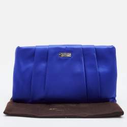 Pre Owned Kate Spade Blue Satin Belle Clutch