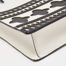 Kate Spade White/Black Leather Laser Cut Detail Clarise Crossbody Bag