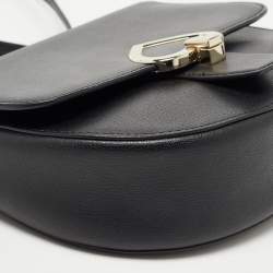 Pre Owned Kate Spade Black Leather Robyn Saddle Crossbody Bag