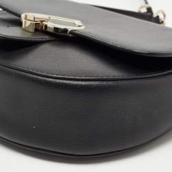 Pre Owned Kate Spade Black Leather Robyn Saddle Crossbody Bag