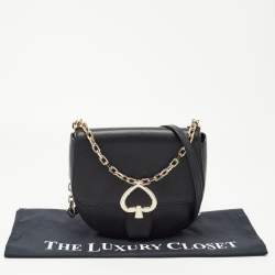 Pre Owned Kate Spade Black Leather Robyn Saddle Crossbody Bag