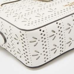 Pre Owned Kate Spade White Leather Hayes Perf Camera Crossbody Bag