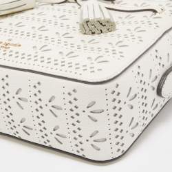 Pre Owned Kate Spade White Leather Hayes Perf Camera Crossbody Bag