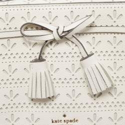 Pre Owned Kate Spade White Leather Hayes Perf Camera Crossbody Bag