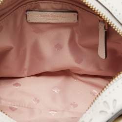 Pre Owned Kate Spade White Leather Hayes Perf Camera Crossbody Bag
