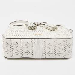 Pre Owned Kate Spade White Leather Hayes Perf Camera Crossbody Bag