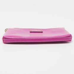 Pre Owned Kate Spade Fuchsia Leather Zip Chain Baguette Bag