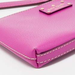 Pre Owned Kate Spade Fuchsia Leather Zip Chain Baguette Bag