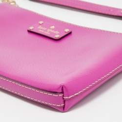 Pre Owned Kate Spade Fuchsia Leather Zip Chain Baguette Bag