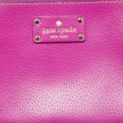 Pre Owned Kate Spade Fuchsia Leather Zip Chain Baguette Bag