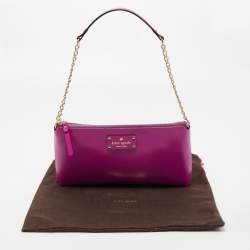 Pre Owned Kate Spade Fuchsia Leather Zip Chain Baguette Bag