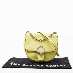 Pre Owned Kate Spade Yellow Leather Robyn Saddle Crossbody Bag