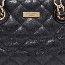 Pre Owned Kate Spade Black Quilted Shimmer Leather Elizabeth Satchel