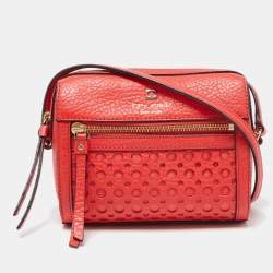 Kate Spade Red Perforated Leather Perri Lane Looloo Crossbody Bag
