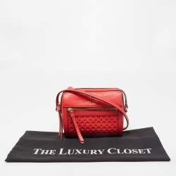 Kate Spade Red Perforated Leather Perri Lane Looloo Crossbody Bag
