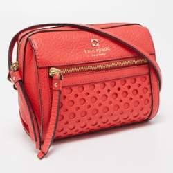 Kate Spade Red Perforated Leather Perri Lane Looloo Crossbody Bag