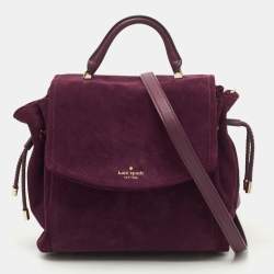 Kate Spade Plum Suede and Leather Laurel Way Lilah Top Handle Bag