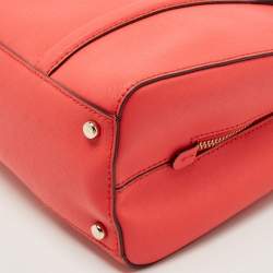 Pre Owned Kate Spade Coral Orange Saffiano Leather Newbury Lane Miles Satchel