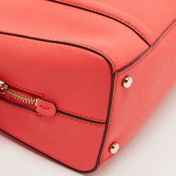 Pre Owned Kate Spade Coral Orange Saffiano Leather Newbury Lane Miles Satchel