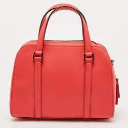 Pre Owned Kate Spade Coral Orange Saffiano Leather Newbury Lane Miles Satchel