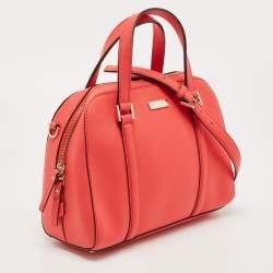 Pre Owned Kate Spade Coral Orange Saffiano Leather Newbury Lane Miles Satchel