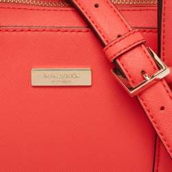 Pre Owned Kate Spade Coral Orange Saffiano Leather Newbury Lane Miles Satchel