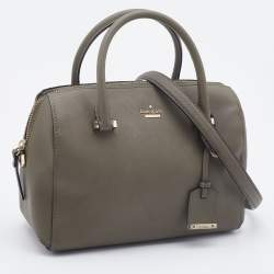 Pre Owned Kate Spade Olive Green Saffiano Leather Cameron Street Mega Lane Bowler Bag