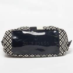 Kate Spade Black/White Canvas and Patent Leather Stevie Diaper Bag