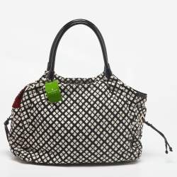 Kate Spade Black/White Canvas and Patent Leather Stevie Diaper Bag