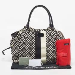 Kate Spade Black/White Canvas and Patent Leather Stevie Diaper Bag