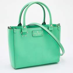 Pre Owned Kate Spade Green Leather Wellesley Quinn Tote 