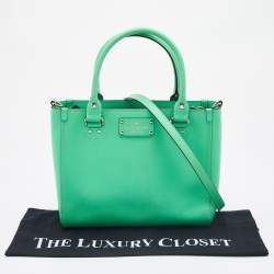 Pre Owned Kate Spade Green Leather Wellesley Quinn Tote 