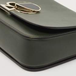 Pre Owned Kate Spade Dark Green Leather Nicola Twistlock Shoulder Bag 