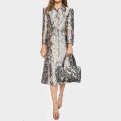 Pre Owned Kate Spade Black/White Lace Print Canvas and Leather Satchel