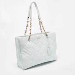 Pre Owned Kate Spade Light Blue Quilted Leather Emerson Place Phoebe Tote