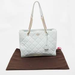 Pre Owned Kate Spade Light Blue Quilted Leather Emerson Place Phoebe Tote