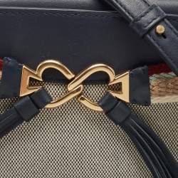 Kate Spade Navy Blue/Beige Canvas and Leather Medium Toujours Crossbody Bag
