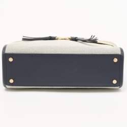 Kate Spade Navy Blue/Beige Canvas and Leather Medium Toujours Crossbody Bag
