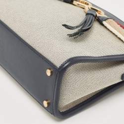 Kate Spade Navy Blue/Beige Canvas and Leather Medium Toujours Crossbody Bag